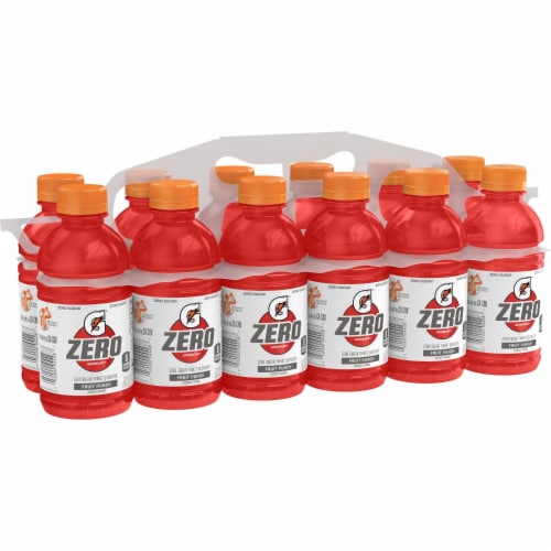 Gatorade Zero Sugar Thirst Quencher Red Fruit Punch Electrolyte Enhanced Sports Drink Perspective: left