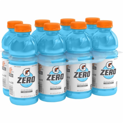 Gatorade Zero Sugar Thirst Quencher Cool Blue Electrolyte Enhanced Sports Drink Perspective: left