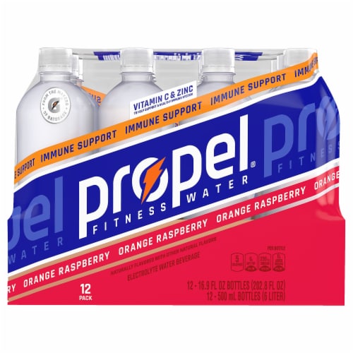 Propel® Immune Support Orange Raspberry Electrolyte Water Beverage Perspective: left