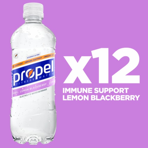 Propel Zero Sugar Immune Support Electrolyte Water Beverage Lemon Blackberry Perspective: left