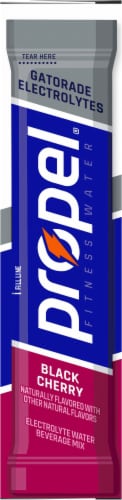 Propel® Zero Sugar Naturally Flavored Black Cherry Electrolyte Water Beverage Mix Packets Perspective: left