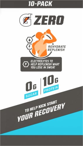 Gatorade Zero Glacier Freeze with Protein Powder Beverage Mix Perspective: left