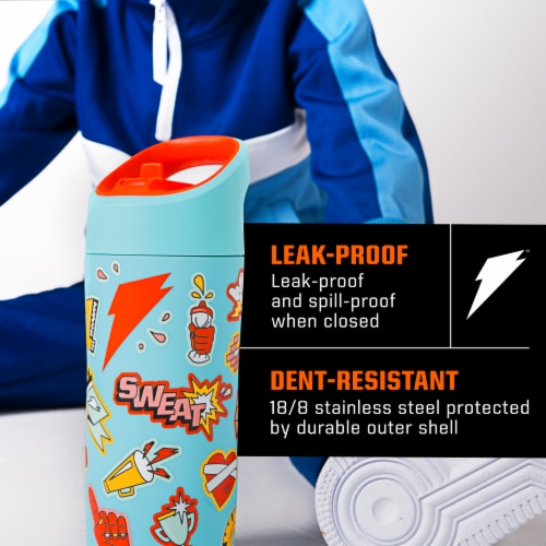 Gatorade® Gx Kids White Stickers Stainless Steel Water Bottle Perspective: left
