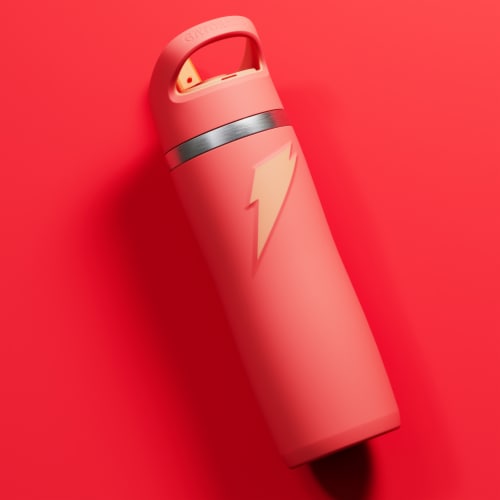 Gatorade® Coral Straw Cap Water Bottle Perspective: left