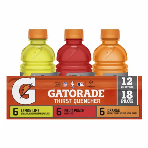 Gatorade® Red Yellow Orange Sports Drink Variety Pack Bottles Perspective: left
