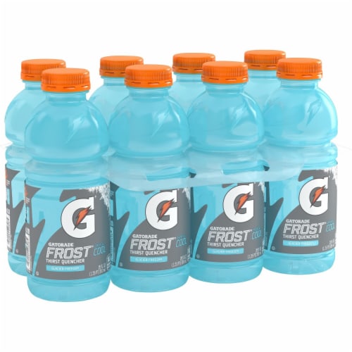 Gatorade Thirst Quencher Frost Glacier Freeze blue Electrolyte Enhanced Sports Drink Perspective: left