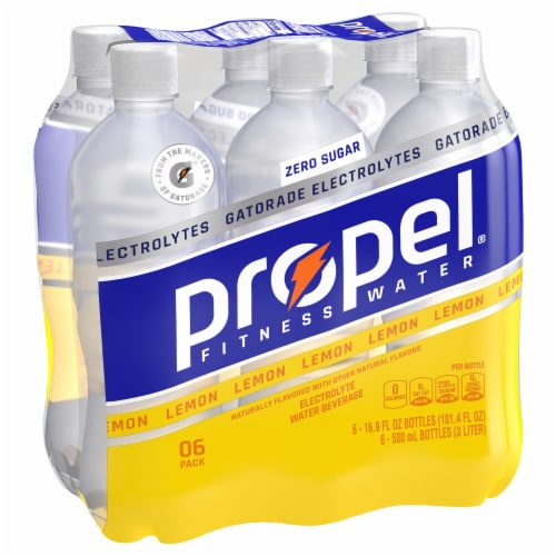 Propel® Zero Calorie Electrolyte Lemon Flavored Bottled Water Perspective: left