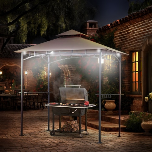 Four Seasons Courtyard Grill Gazebo w/ LED Lights and Powder