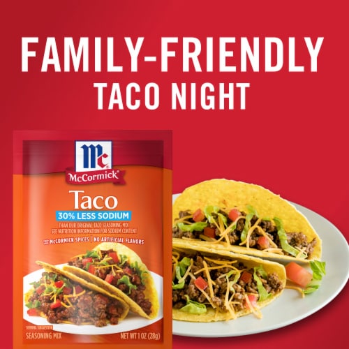 McCormick 30% Less Sodium Taco Seasoning Mix Perspective: left