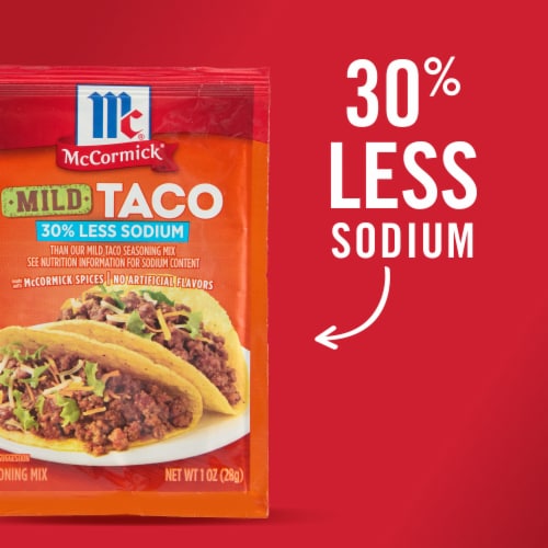 McCormick® Reduced Sodium Mild Taco Seasoning Mix Perspective: left