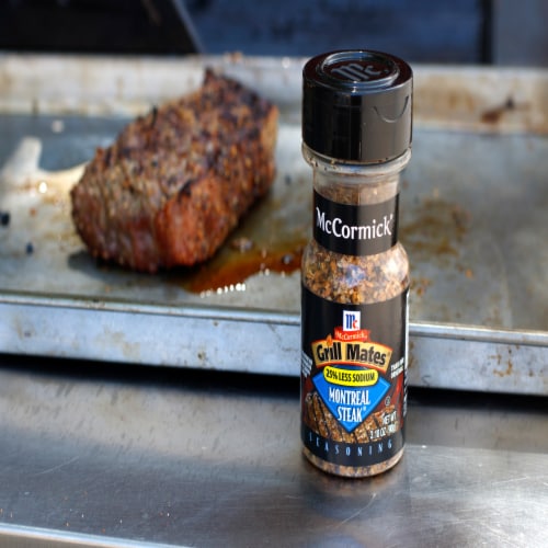 McCormick Grill Mates 25% Less Sodium Montreal Steak Seasoning Perspective: left