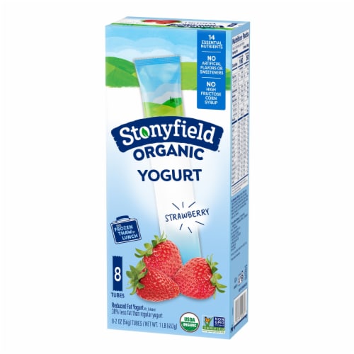 Stonyfield® Organic Kids Strawberry Lowfat Yogurt Pouch  Squeezers Perspective: left