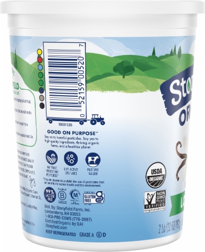 Stonyfield® Organic Vanilla Lowfat Yogurt Perspective: left