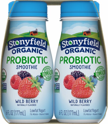 Stonyfield® Organic Wild Berry Probiotic Yogurt Smoothie 4 Bottles 6 Fl Oz Harris Teeter