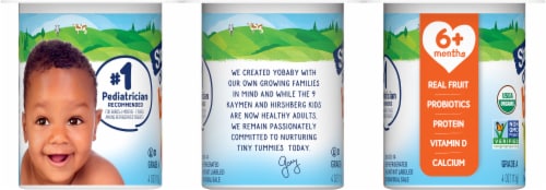 Stonyfield® Organic YoBaby® Peach & Pear Whole Milk Yogurt Cups Perspective: left