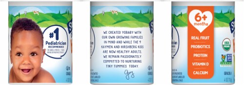Stonyfield® Organic YoBaby® Peach & Pear Whole Milk Yogurt Cups Perspective: left