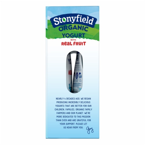 Stonyfield Organic Kids Reduced Fat Yogurt Pouches, Blueberry Perspective: left