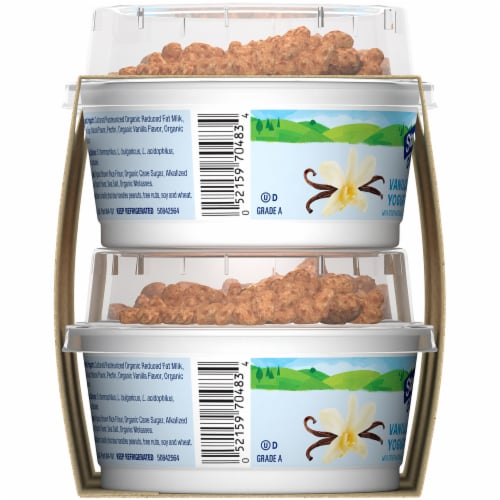 Stonyfield Organic® Vanilla Lowfat Yogurt Cups  with EnviroKidz Choco Koala Crisp Perspective: left