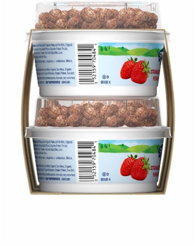 Stonyfield Organic® Strawberry Lowfat Yogurt Cups  with EnviroKidz Choco Chimps Perspective: left