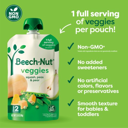 Beech-Nut® Veggies Stage 2 Squash Peas & Pears Baby Food Pouch Perspective: left