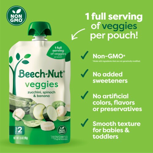 Beech-Nut Veggies Stage 2 Baby Food, Zucchini Spinach & Banana Perspective: left