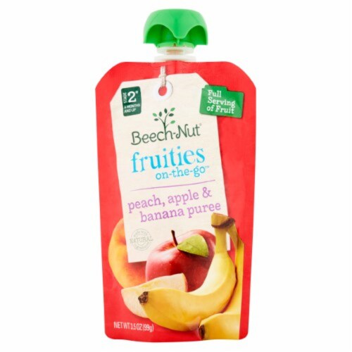 Beech-Nut Fruities Stage 2 Peach Apple & Banana Baby Food Pouch Perspective: left