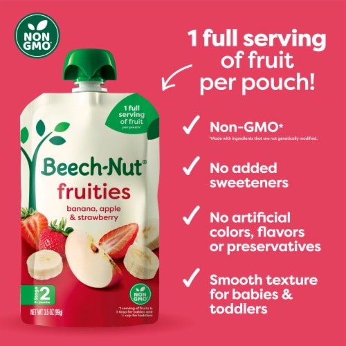 Beech-Nut Fruities Stage 2 Baby Food, Banana Apple & Strawberry Perspective: left