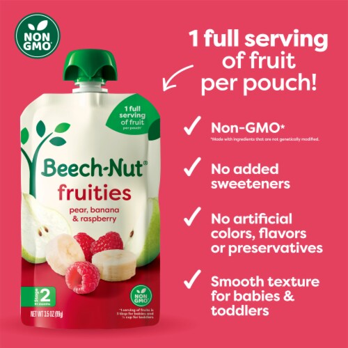 Beech-Nut Fruities Stage 2 Baby Food, Pear Banana & Raspberries Perspective: left