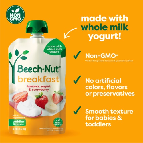 Beech-Nut Breakfast Stage 4 Toddler Food, Yogurt Banana & Strawberry Perspective: left