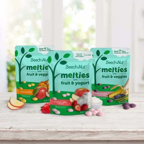 Beech-Nut® Melties Stage 3 Apple & Pumpkin Baby Snack Melts Bag Perspective: left