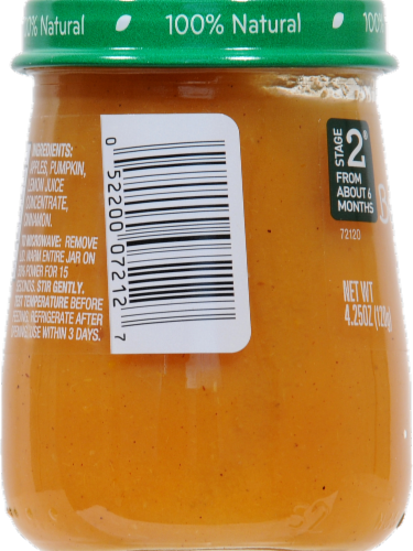 Beech-Nut Stage 2 Apple & Pumpkin Baby Food Jar Perspective: left