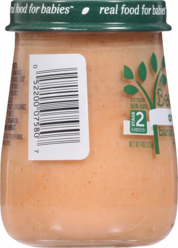 Beech-Nut® Organics Stage 2 Banana Cinnamon & Granola Organic Baby Food Jar Perspective: left