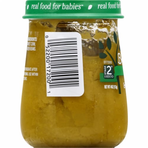 Beech-Nut® Naturals Stage 2 Sweet Corn & Green Beans Baby Food Jar Perspective: left