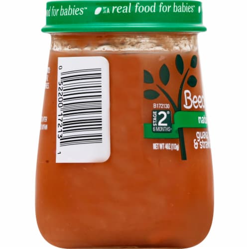 Beech-Nut® Naturals Stage 2 Guava Pear & Strawberries Baby Food Jar Perspective: left