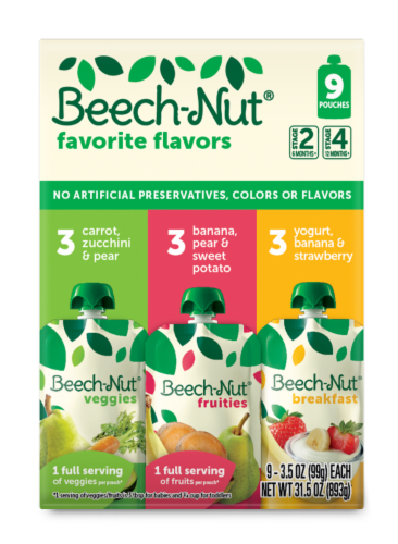 Beech-Nut® Favorite Flavors Baby Food Pouch Variety Pack Perspective: left