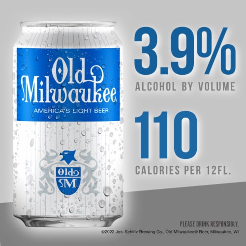 Old Milwaukee Light Lager Domestic Beer Perspective: left