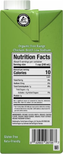 Pacific Foods® Low Sodium Organic Chicken Broth Value Size Perspective: left