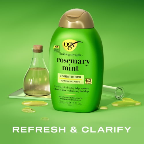 OGX Clarifying Strength + Rosemary Mint Conditioner, Sulfate-Free Surfactants Perspective: left