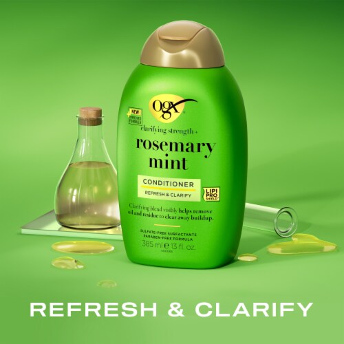 OGX Clarifying Strength + Rosemary Mint Conditioner Sulfate-Free Surfactants Perspective: left