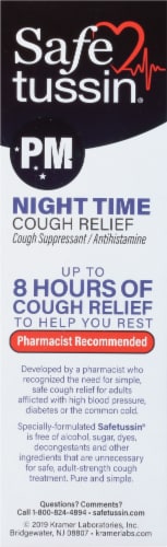 Safetussin® PM Night Time Cough Relief Syrup Perspective: left