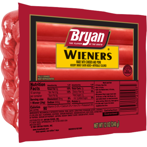 Bryan® Hickory Smoke Chicken and Pork Wieners Perspective: left