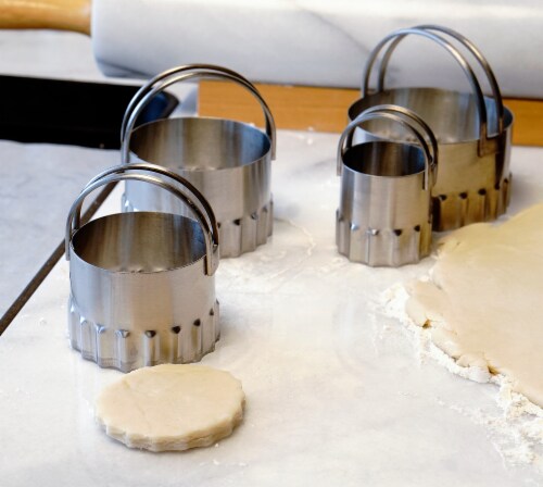 RSVP International Endurance® Biscuit Cutters - Round Rippled 4 Piece Perspective: left