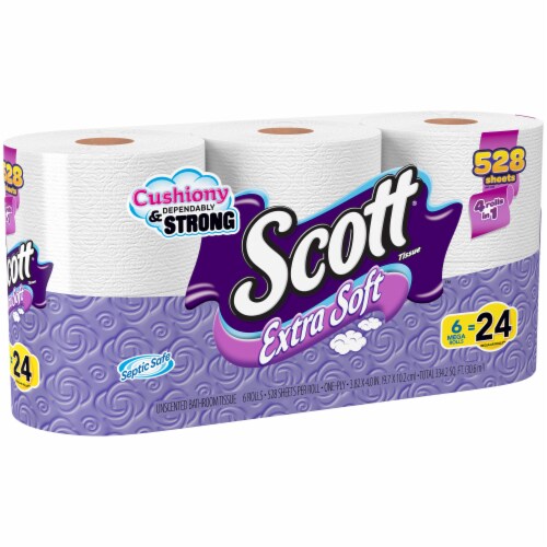Scott Extra Soft Mega Roll Bath Tissue 6 Rolls Perspective: left