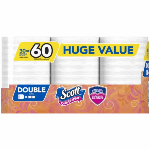 Scott Comfort Plus Double Roll Bath Tissue 30 Rolls Perspective: left