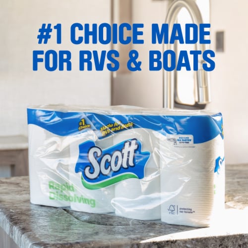 Scott Rapid Dissolving Toilet Paper Family Roll 1 Ply Toilet Tissue Perspective: left