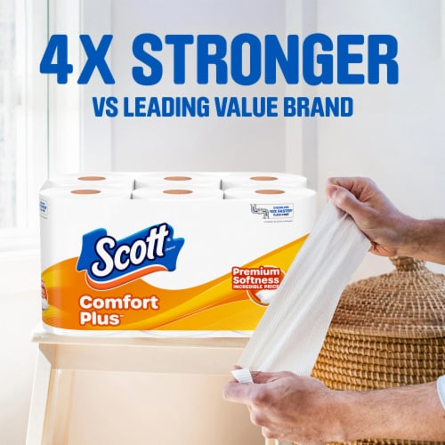 Scott Comfort Plus Double Rolls 1 Ply Toilet Paper Perspective: left