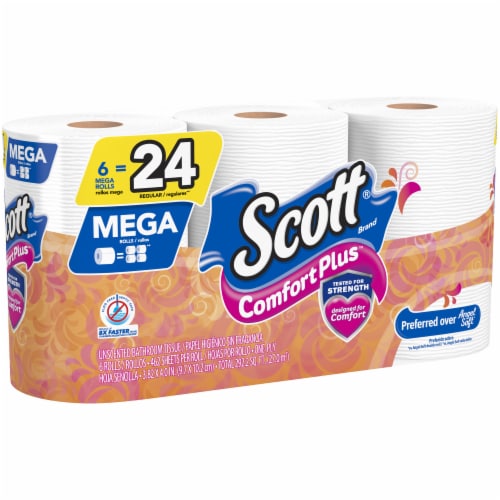 Scott Comfort Plus Mega Roll Bath Tissue 6 Rolls Perspective: left
