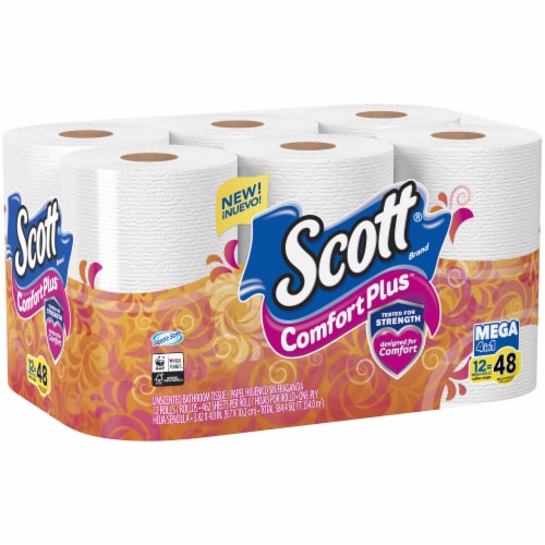 Scott® ComfortPlus Mega Roll Toilet Paper Perspective: left