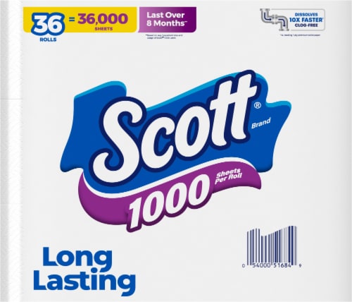Scott® 1000 Sheets Per Roll One-Ply Bathroom Tissue Perspective: left