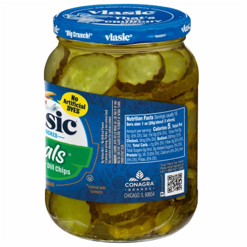 Vlasic Ovals Hamburger Dill Pickle Chips Perspective: left